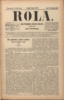 Rola : pismo tygodniowe, społeczno-literackie R. 21, nr 16 (5/18 kwietnia 1903)