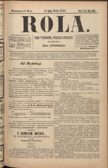 Rola : pismo tygodniowe, społeczno-literackie R. 21, nr 22 (17/30 maja 1903)