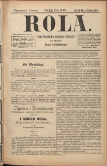 Rola : pismo tygodniowe, społeczno-literackie R. 21, nr 23 (24 maja/6 czerwca 1903)