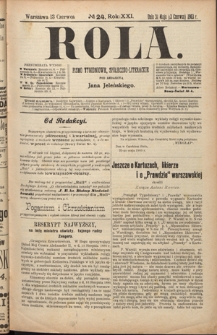 Rola : pismo tygodniowe, społeczno-literackie R. 21, nr 24 (31 maja/13 czerwca 1903)