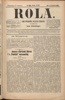 Rola : pismo tygodniowe, społeczno-literackie R. 21, nr 26 (14/27 czerwca 1903)