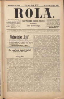 Rola : pismo tygodniowe, społeczno-literackie R. 21, nr 27 (21 czerwca/4 lipca 1903)