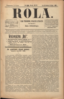 Rola : pismo tygodniowe, społeczno-literackie R. 21, nr 28 (28 czerwca/11 lipca 1903)