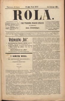 Rola : pismo tygodniowe, społeczno-literackie R. 21, nr 29 (5/18 lipca 1903)