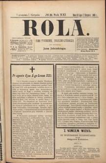 Rola : pismo tygodniowe, społeczno-literackie R. 21, nr 31 (19 lipca/1 sierpnia 1903)