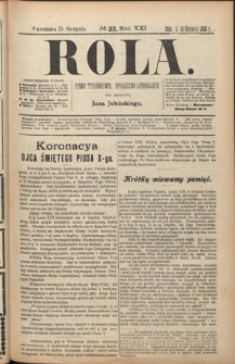Rola : pismo tygodniowe, społeczno-literackie R. 21, nr 33 (2/15 sierpnia 1903)
