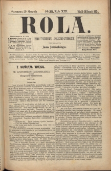 Rola : pismo tygodniowe, społeczno-literackie R. 21, nr 35 (16/29 sierpnia 1903)