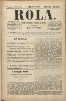 Rola : pismo tygodniowe, społeczno-literackie R. 21, nr 36 (23 sierpnia/5 września 1903)