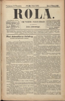 Rola : pismo tygodniowe, społeczno-literackie R. 21, nr 38 (6/19 września 1903)