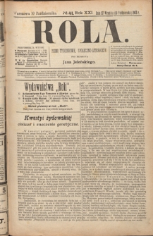 Rola : pismo tygodniowe, społeczno-literackie R. 21, nr 41 (27 września/10 października 1903)