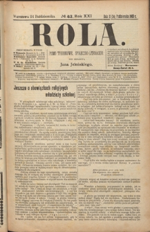 Rola : pismo tygodniowe, społeczno-literackie R. 21, nr 43 (11/24 października 1903)