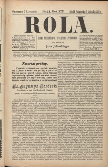 Rola : pismo tygodniowe, społeczno-literackie R. 21, nr 45 (25 października/7 listopada 1903)