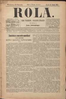 Rola : pismo tygodniowe, społeczno-literackie. R. 22, 4 (10/23 stycznia 1904)