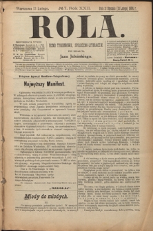 Rola : pismo tygodniowe, społeczno-literackie. R. 22, nr 7 (31 stycznia/13 luty 1904)