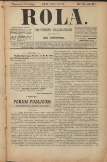 Rola : pismo tygodniowe, społeczno-literackie. R. 22, nr 8 (7/20 lutego 1904)