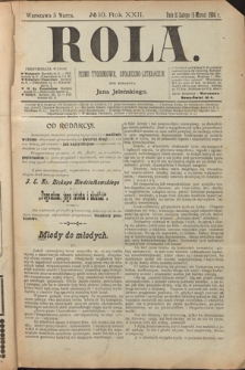 Rola : pismo tygodniowe, społeczno-literackie. R. 22, nr 10 (21 lutego/5 marca 1904)