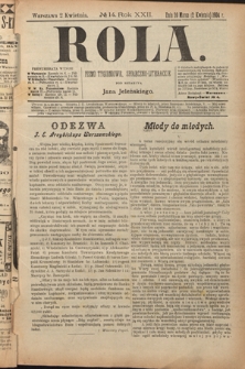 Rola : pismo tygodniowe, społeczno-literackie. R. 22, nr 14 (20 marca/2 kwietnia 1904)