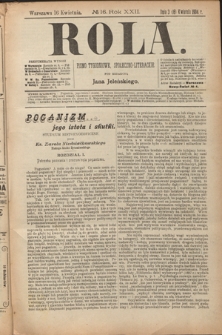 Rola : pismo tygodniowe, społeczno-literackie. R. 22, 16 (3/16 kwietnia 1904)