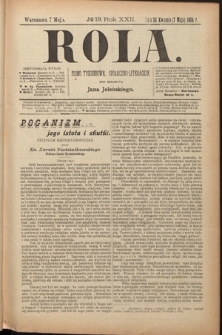 Rola : pismo tygodniowe, społeczno-literackie. R. 22, nr 19 (24 kwietnia/7 maja 1904)