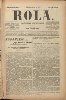 Rola : pismo tygodniowe, społeczno-literackie. R. 22, nr 20 (1/14 maja 1904)
