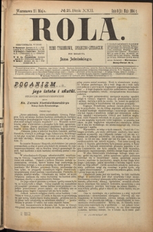 Rola : pismo tygodniowe, społeczno-literackie. R. 22, nr 21 (8/21 maja 1904)