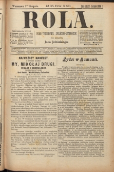 Rola : pismo tygodniowe, społeczno-literackie. R. 22, nr 35 (14/27 sierpnia 1904)