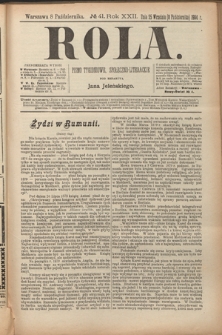 Rola : pismo tygodniowe, społeczno-literackie. R. 22, nr 41 (25 września/5 października 1904)