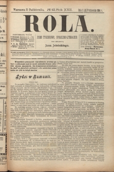 Rola : pismo tygodniowe, społeczno-literackie. R. 22, nr 42 (2/15 pażdziernika 1904)