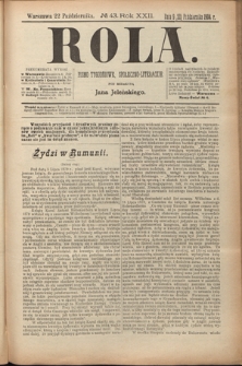 Rola : pismo tygodniowe, społeczno-literackie. R. 22, nr 43 (9/22 października 1904).