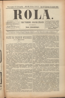 Rola : pismo tygodniowe, społeczno-literackie. R. 22, nr 46 (30 października/12 listopada 1904)