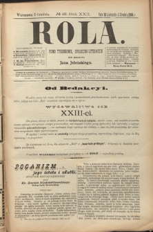 Rola : pismo tygodniowe, społeczno-literackie. R. 22, nr 49 (20 listopada/3 grudnia 1904)