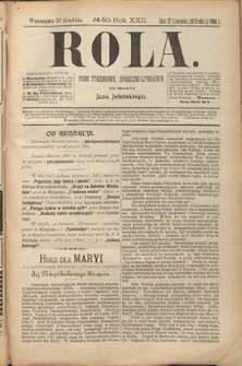Rola : pismo tygodniowe, społeczno-literackie. R. 22, nr 50 (27 listopada/10 grudnia 1904)