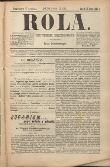 Rola : pismo tygodniowe, społeczno-literackie. R. 22, nr 51 (4/17 grudnia 1904)