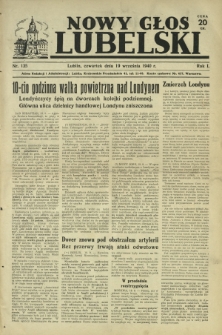 Nowy Głos Lubelski : jedyne polskie pismo wychodzące na terenie Gubernii Lubelskiej. R. 1, nr 135 (19 września 1940)