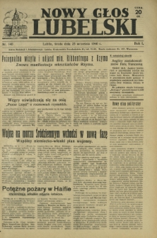 Nowy Głos Lubelski : jedyne polskie pismo wychodzące na terenie Gubernii Lubelskiej. R. 1, nr 140 (25 września 1940)