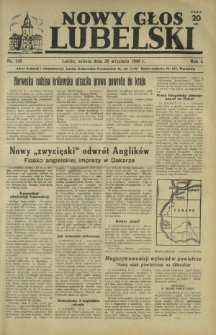 Nowy Głos Lubelski. R. 1, nr 143 (28 września 1940)