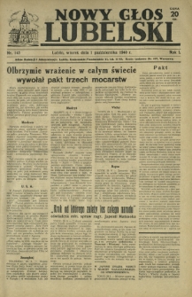 Nowy Głos Lubelski. R. 1, nr 145 (1 października 1940)