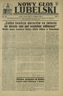 Nowy Głos Lubelski. R. 1, nr 180 (12 listopada 1940)