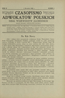 Czasopismo Adwokatów Polskich : Dział Województw Zachodnich : organ Związku Adwokatów Polskich. R. 2, nr 1 (1 stycznia 1928)