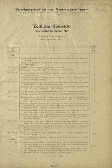 Verordnungsblatt für das Generalgouvernement = Dziennik Rozporządzeń dla Generalnego Gubernatorstwa. Zeitlische Ubersicht des ersten Halbjahrs 1943