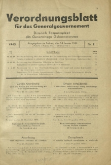 Verordnungsblatt für das Generalgouvernement = Dziennik Rozporządzeń dla Generalnego Gubernatorstwa. 1943, Nr. 2 (14. Januar)