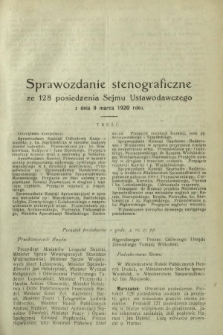 Sprawozdanie Stenograficzne z 128 Posiedzenia Sejmu Ustawodawczego z dnia 9 marca 1920 r.