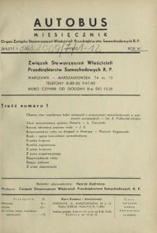 Autobus : organ Związku Stowarzyszeń Właścicieli Przedsiębiorstw Samochodowych / red.Henryk Zadrożny. R. 6 [i.e. 7], z. 1 (1937)