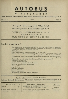 Autobus : organ Związku Stowarzyszeń Właścicieli Przedsiębiorstw Samochodowych / red.Henryk Zadrożny. R. 6 [i.e. 7], z. 2 (1937)