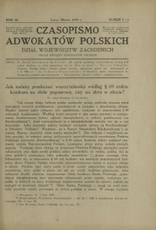 Czasopismo Adwokatów Polskich : Dział Województw Zachodnich : organ Związku Adwokatów Polskich. R. 3, nr 2 i 3 (luty-marzec 1929)