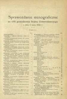 Sprawozdanie Stenograficzne z 158 Posiedzenia Sejmu Ustawodawczego z dnia 2 lipca 1920 r.