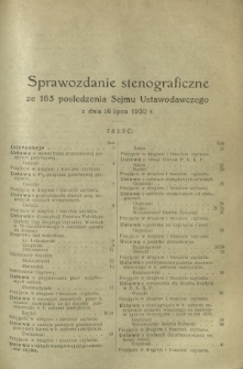 Sprawozdanie Stenograficzne z 165 Posiedzenia Sejmu Ustawodawczego z dnia 16 lipca 1920 r.