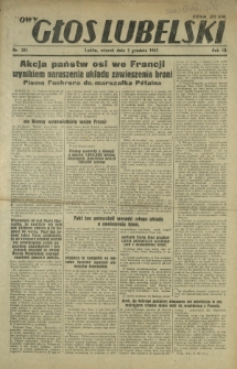 Nowy Głos Lubelski. R. 3, nr 281 (1 grudnia 1942)