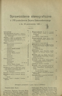 Sprawozdanie Stenograficzne z 178 Posiedzenia Sejmu Ustawodawczego z dnia 26 października 1920 r.