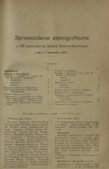 Sprawozdanie Stenograficzne z 182 Posiedzenia Sejmu Ustawodawczego z dnia 5 listopada 1920 r.